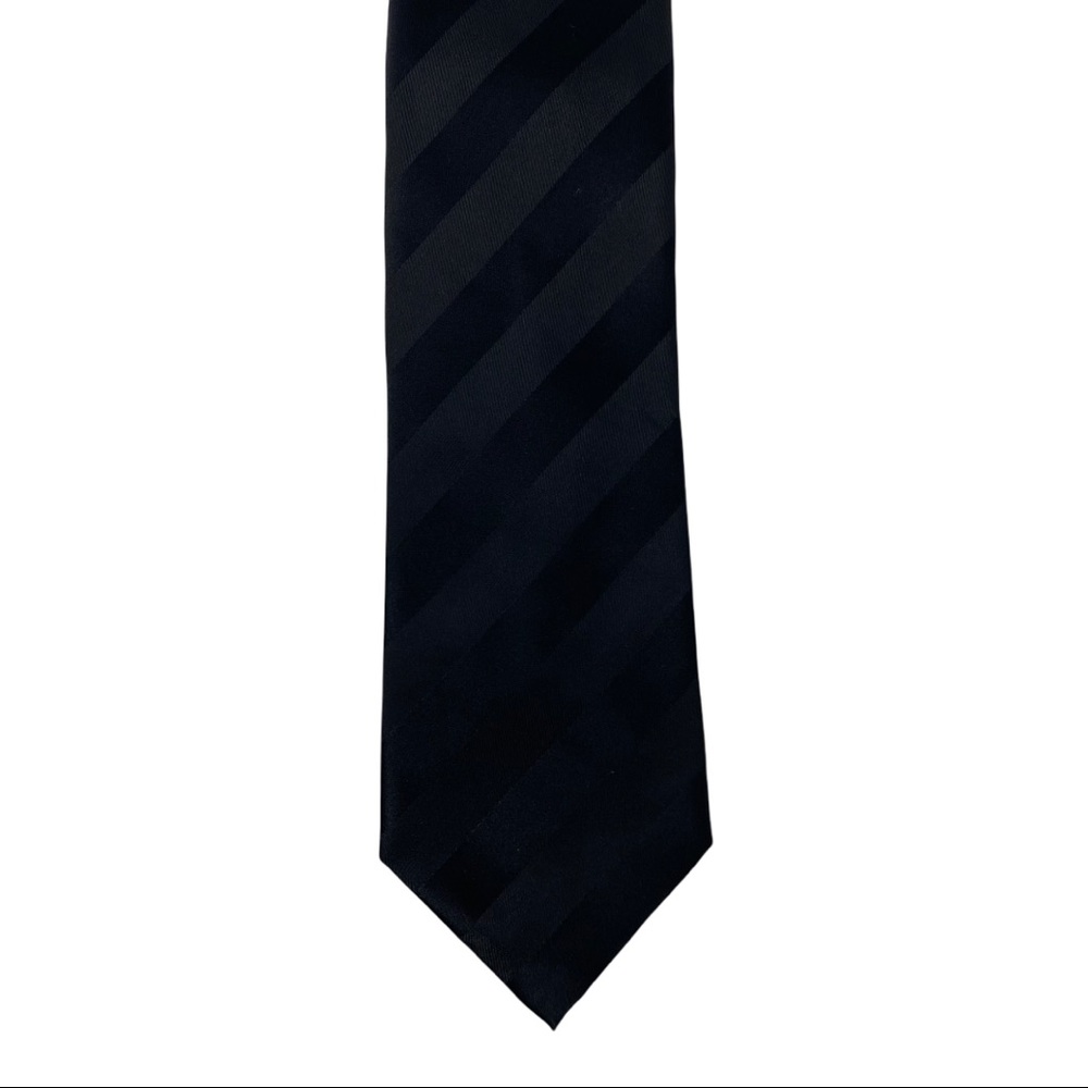 Bergamo Striped Silk Tie, Black